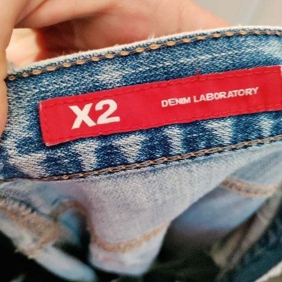 X2 Denim Laboratory #M42 boot cut destructed & distressed jeans mens size 36/34 - Picture 3 of 15